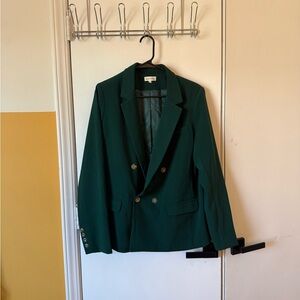 Green Double-Breasted Blazer